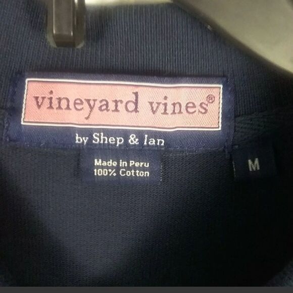 Vineyard Vines Polo Shirt Navy Blue, Orange Logo M - Picture 6 of 6